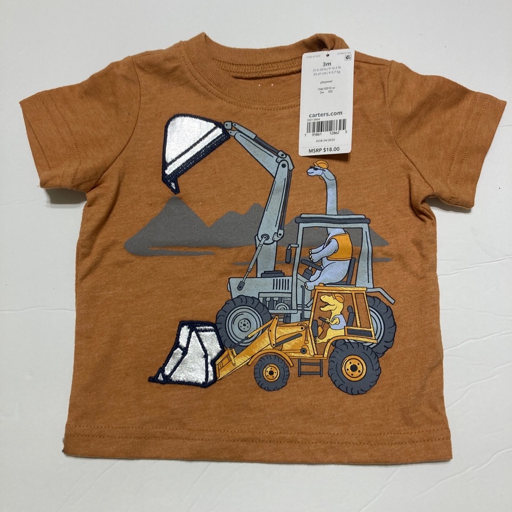 Carter’s Baby Tee Rust Color Dino Dig